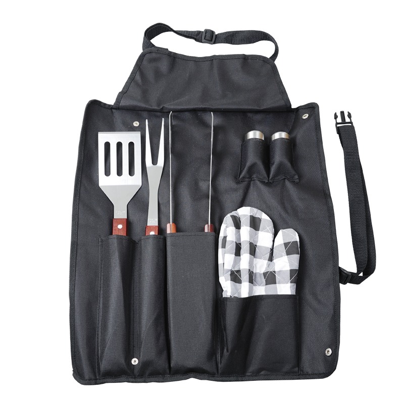 BBQ barbecue set with apron, black photo