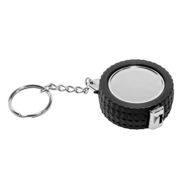 Keyring with 1 m tape measure, black/silver photo