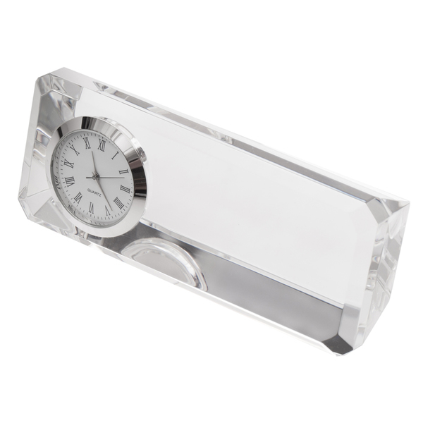 Crisitalino paperweight with clock, colorless photo
