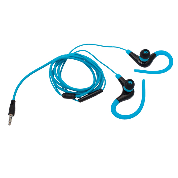 Sporty earphones, light blue/black photo